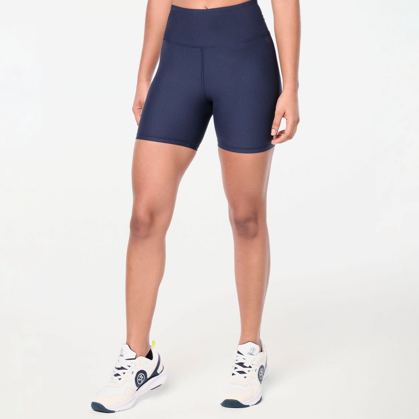 Zumba Prep High Waisted Rib Biker Shorts - Let's Go Indigo