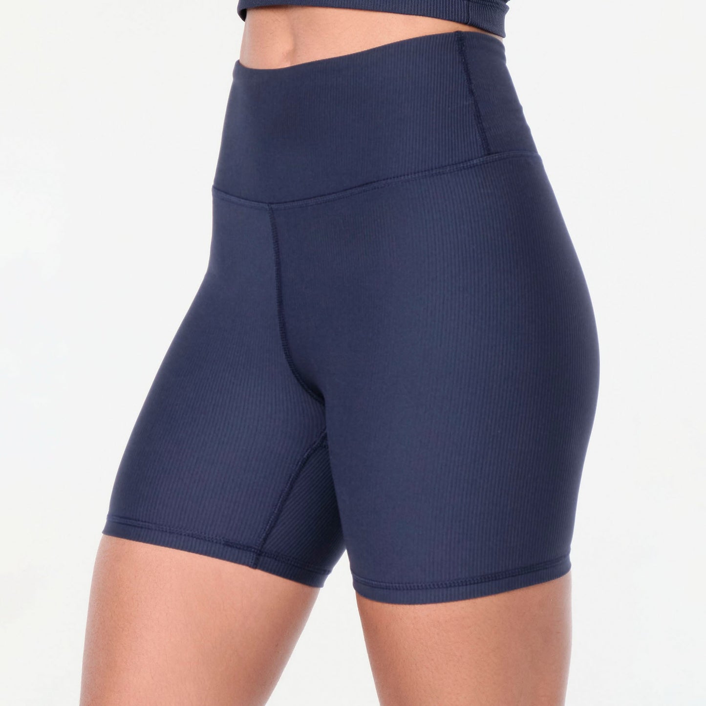 Zumba Prep High Waisted Rib Biker Shorts - Let's Go Indigo