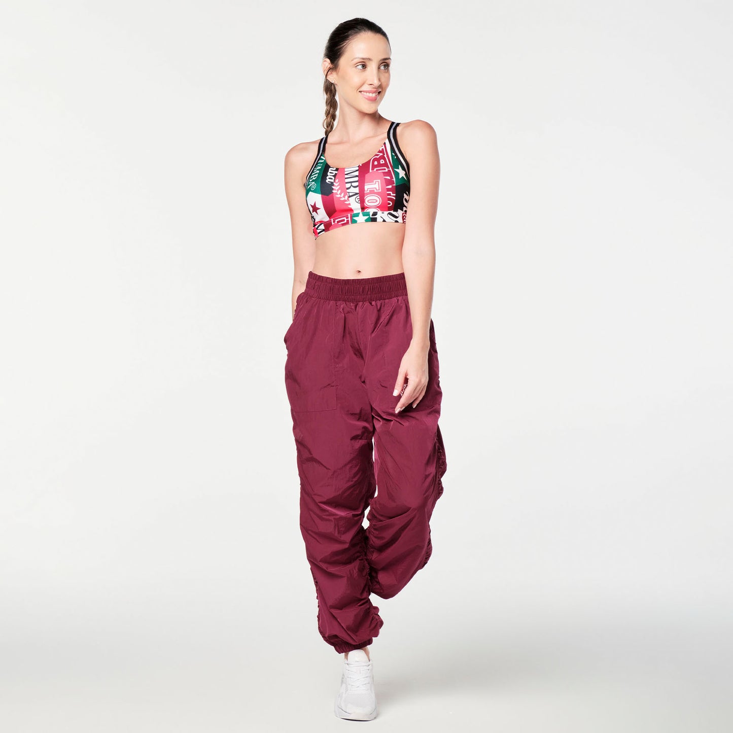 Zumba Prep Woven Track Pants - Burgundy