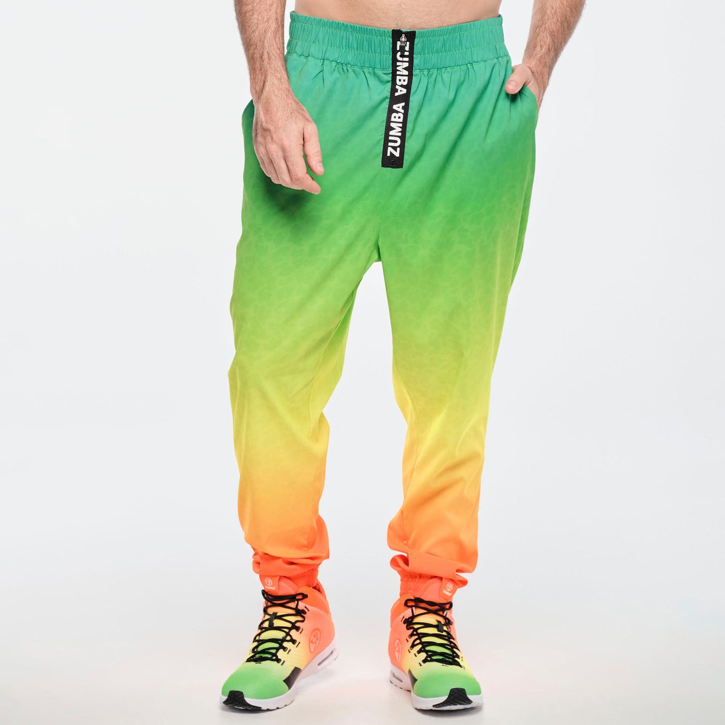 Funscape High Waisted Zip Front Track Pants - Get In Lime