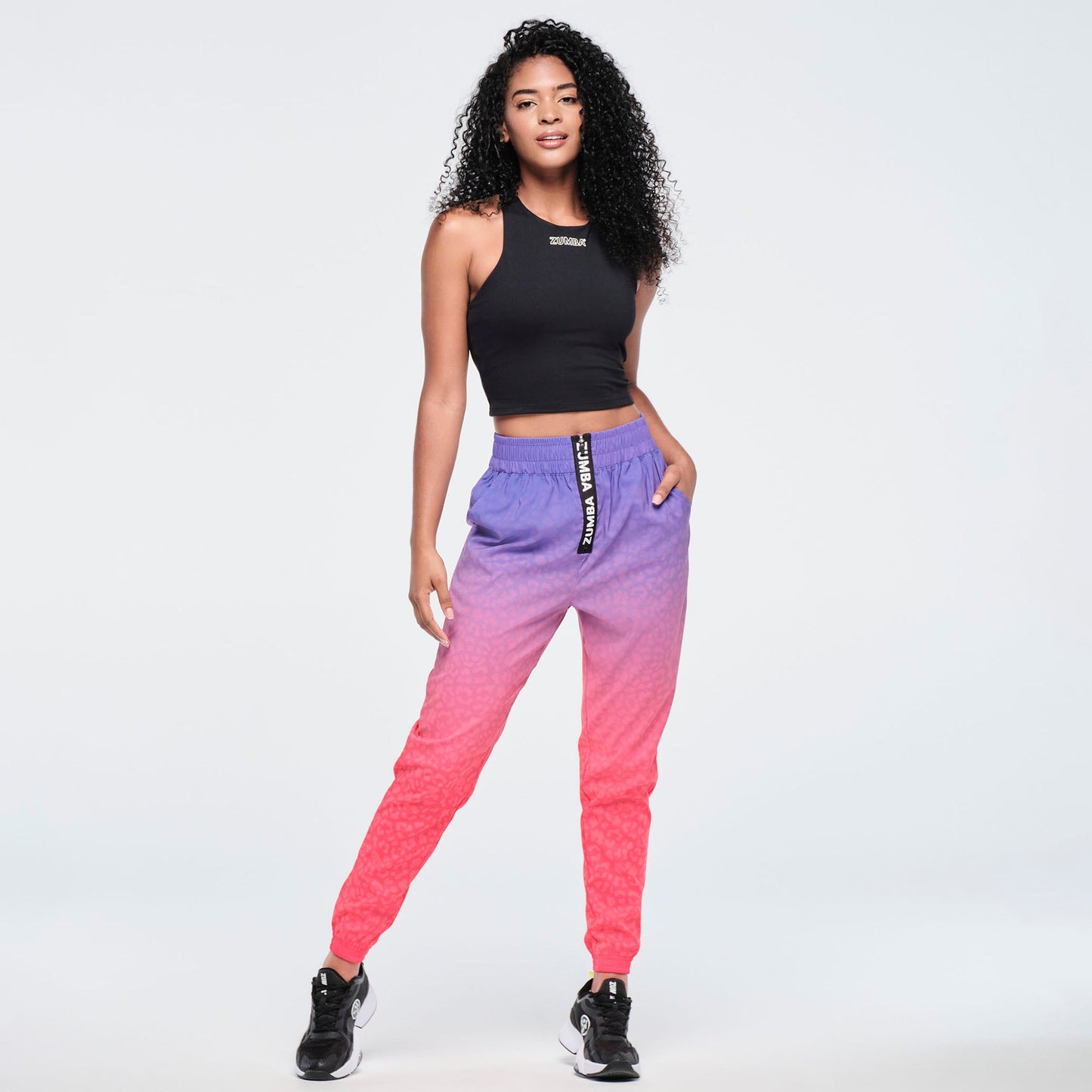 Funscape High Waisted Zip Front Track Pants - Purple Pop