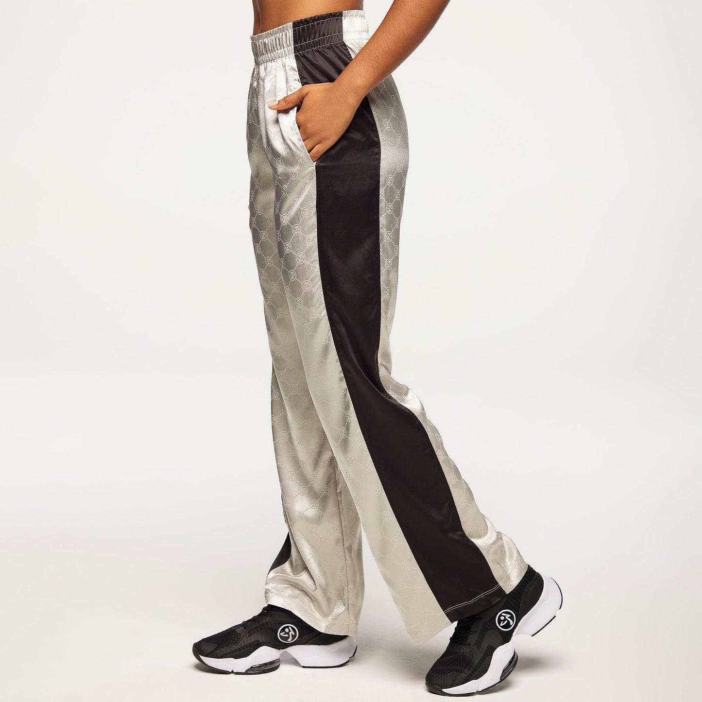 Zumba Runway Straight Leg Track Pants - Silver