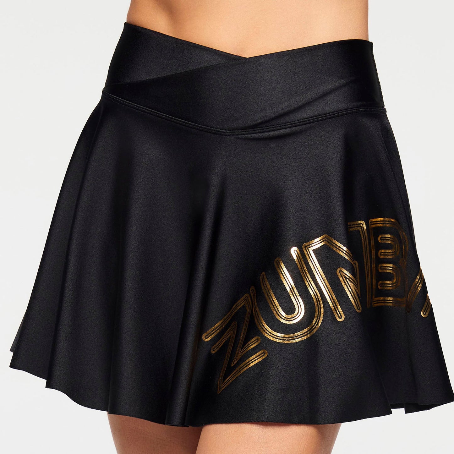 Zumba Runway Crossover Waistband Skort - Bold Black