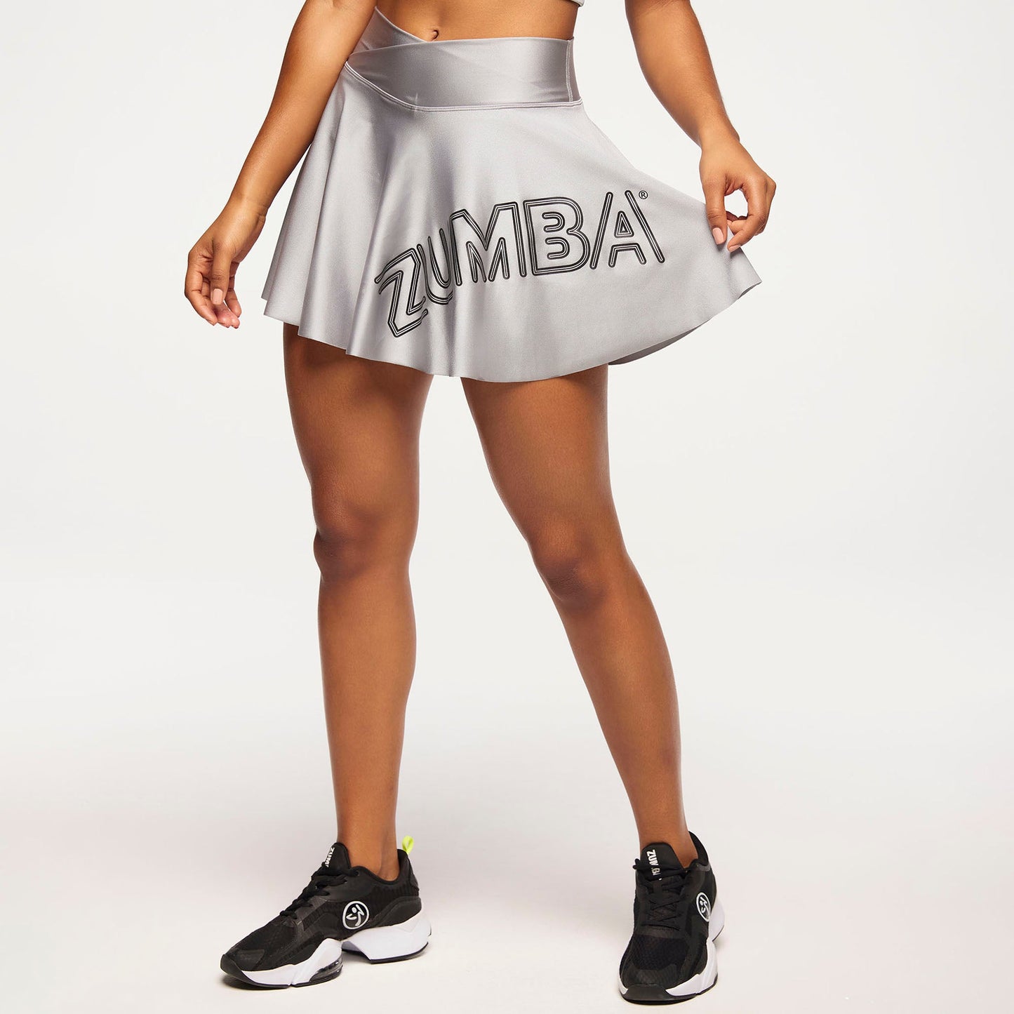 Zumba Runway Crossover Waistband Skort - Silver