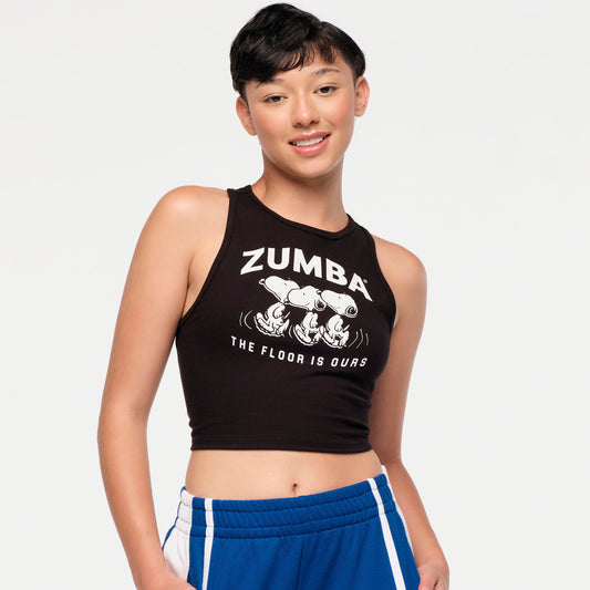 Zumba X Peanuts High Neck Mid Crop Tank - Bold Black