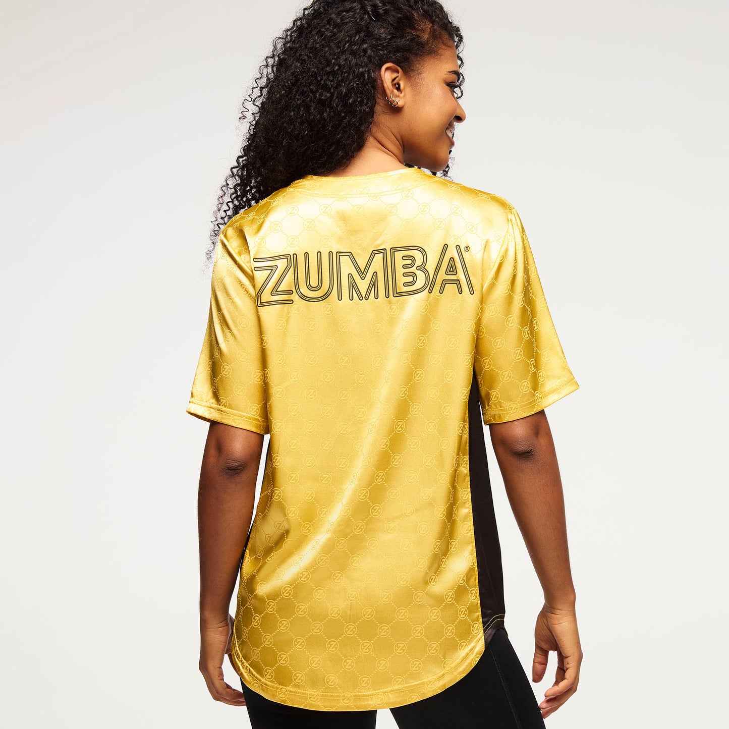 Zumba Runway Baseball Button Up Jersey - Gold