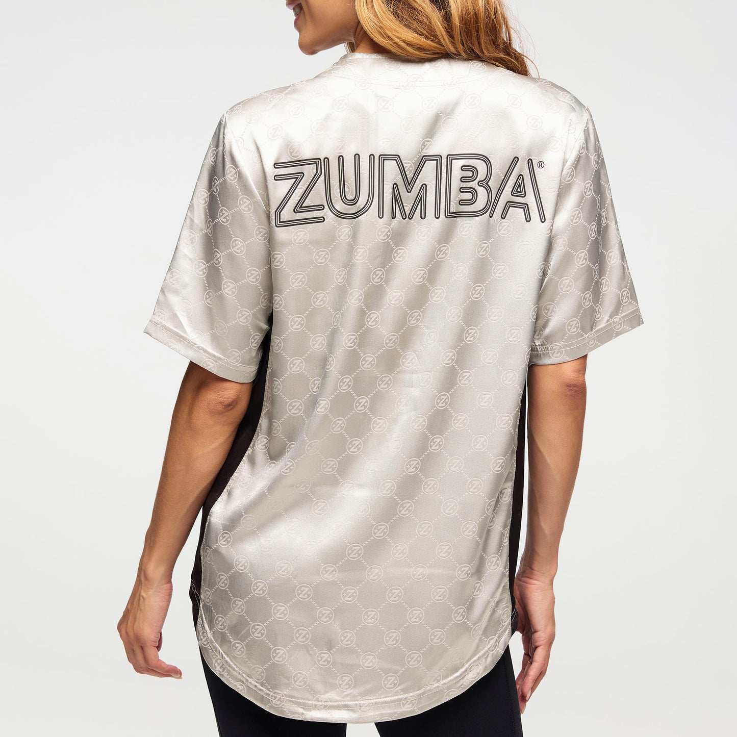 Zumba Runway Baseball Button Up Jersey - Silver