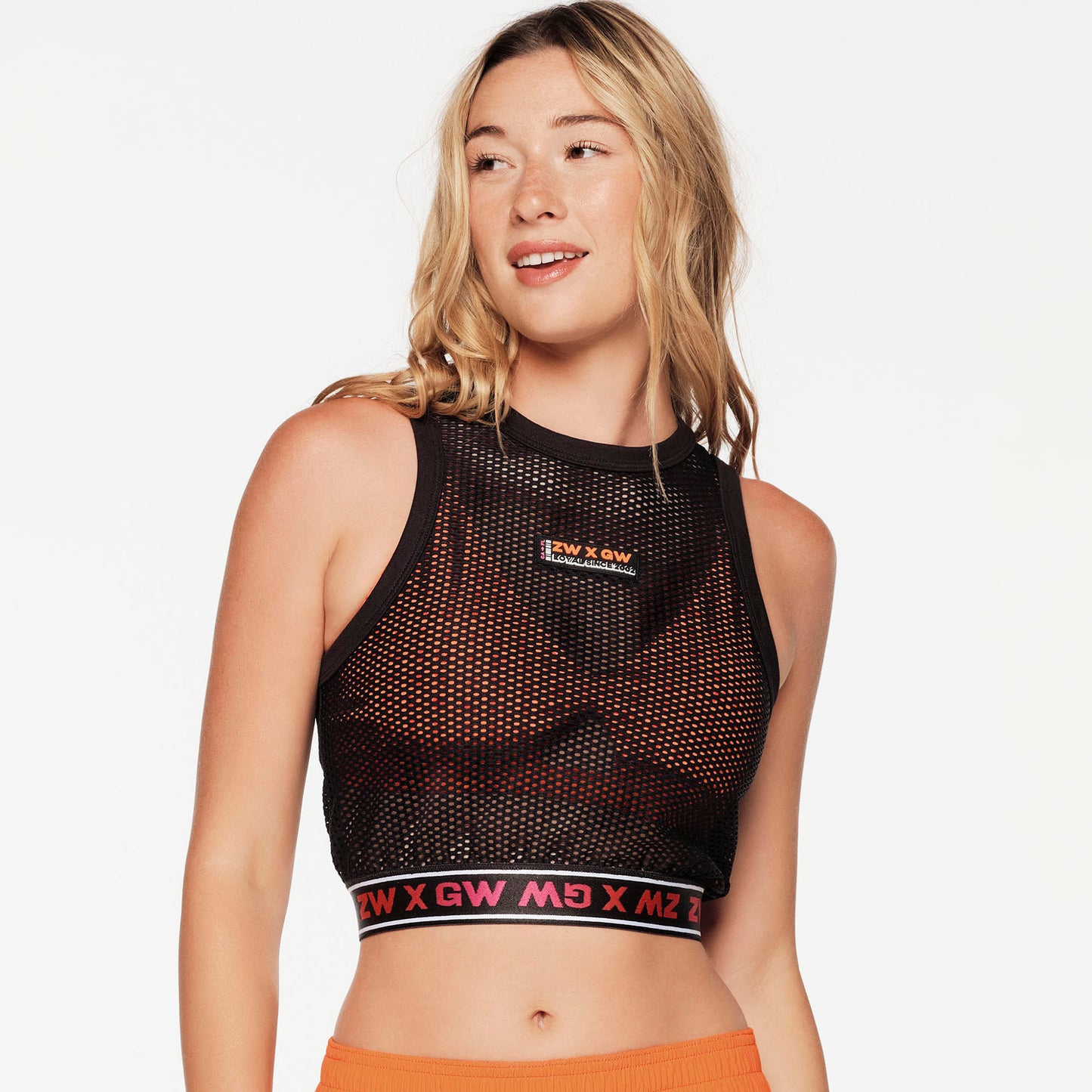 ZW X GW Crop Mesh Tank With Elastic Waistband