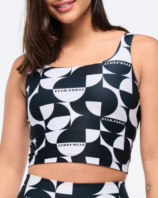 Zumba Haus Square Neck Crop Tank With Shelf Bra