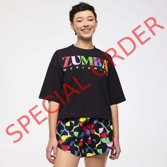 Zumba Haus Oversized Boxy Crop Top - Black